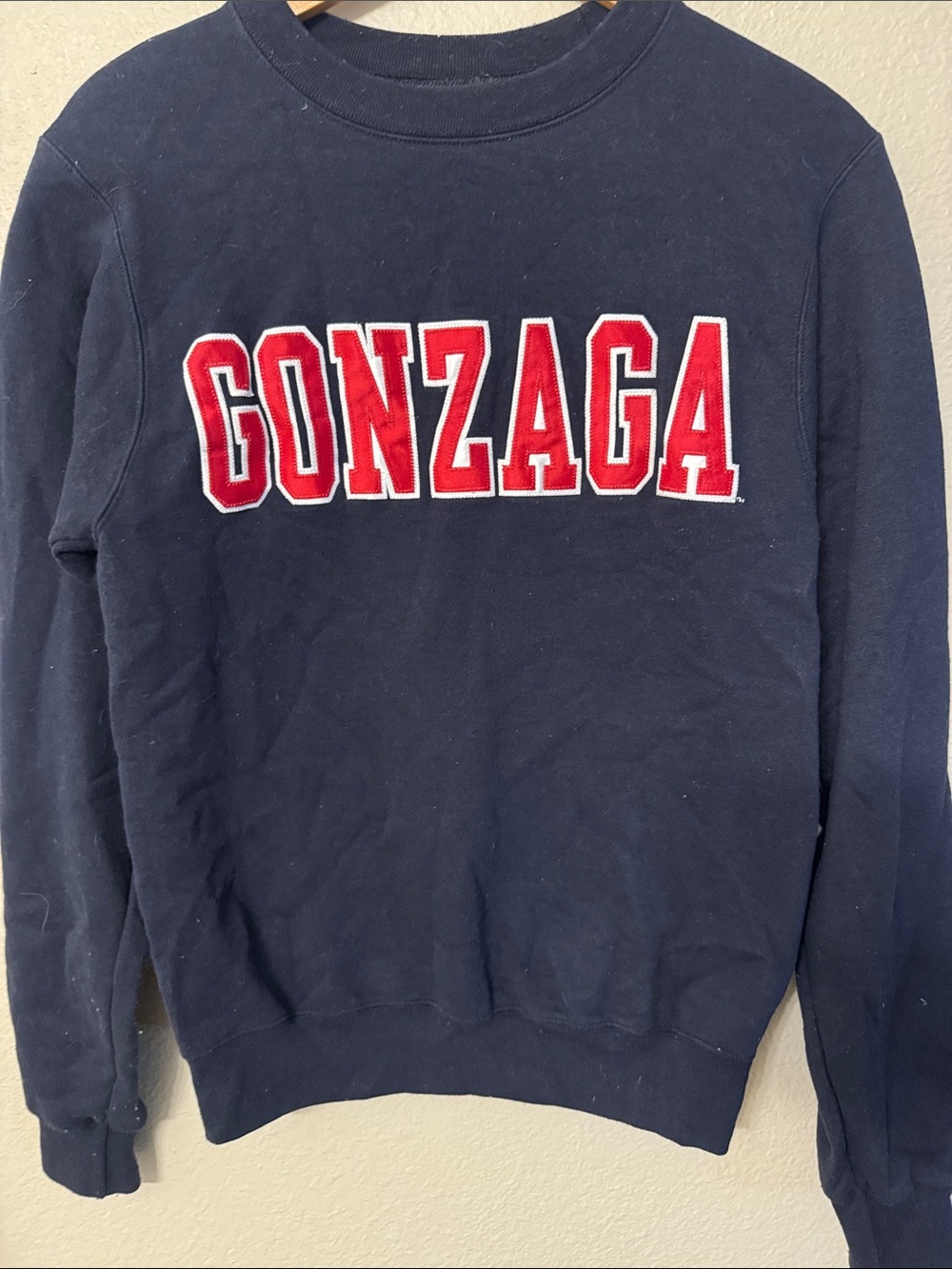 Champion Navy Crewneck Sweatshirt with Red Gonzaga Applique